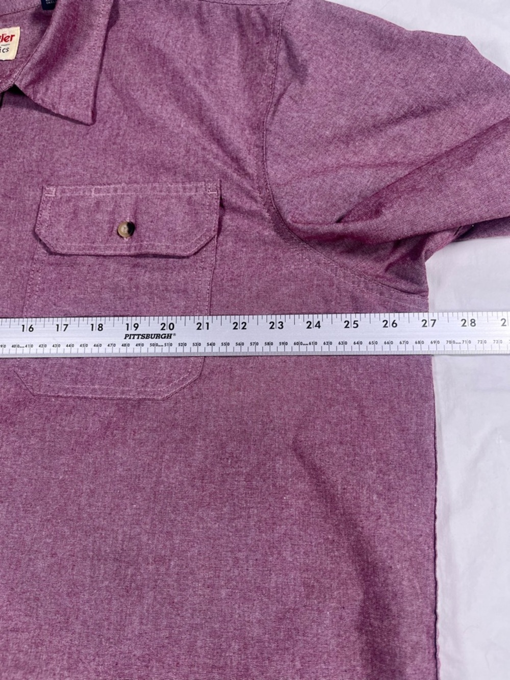 Wrangler Authentic Short Sleeve Button-Up Shirt Plum Men’s XXL - Picture 8 of 13